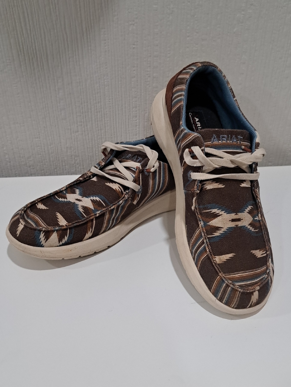 Ariat Brown Patterned Canvas Lace-Up Slip-Ons
